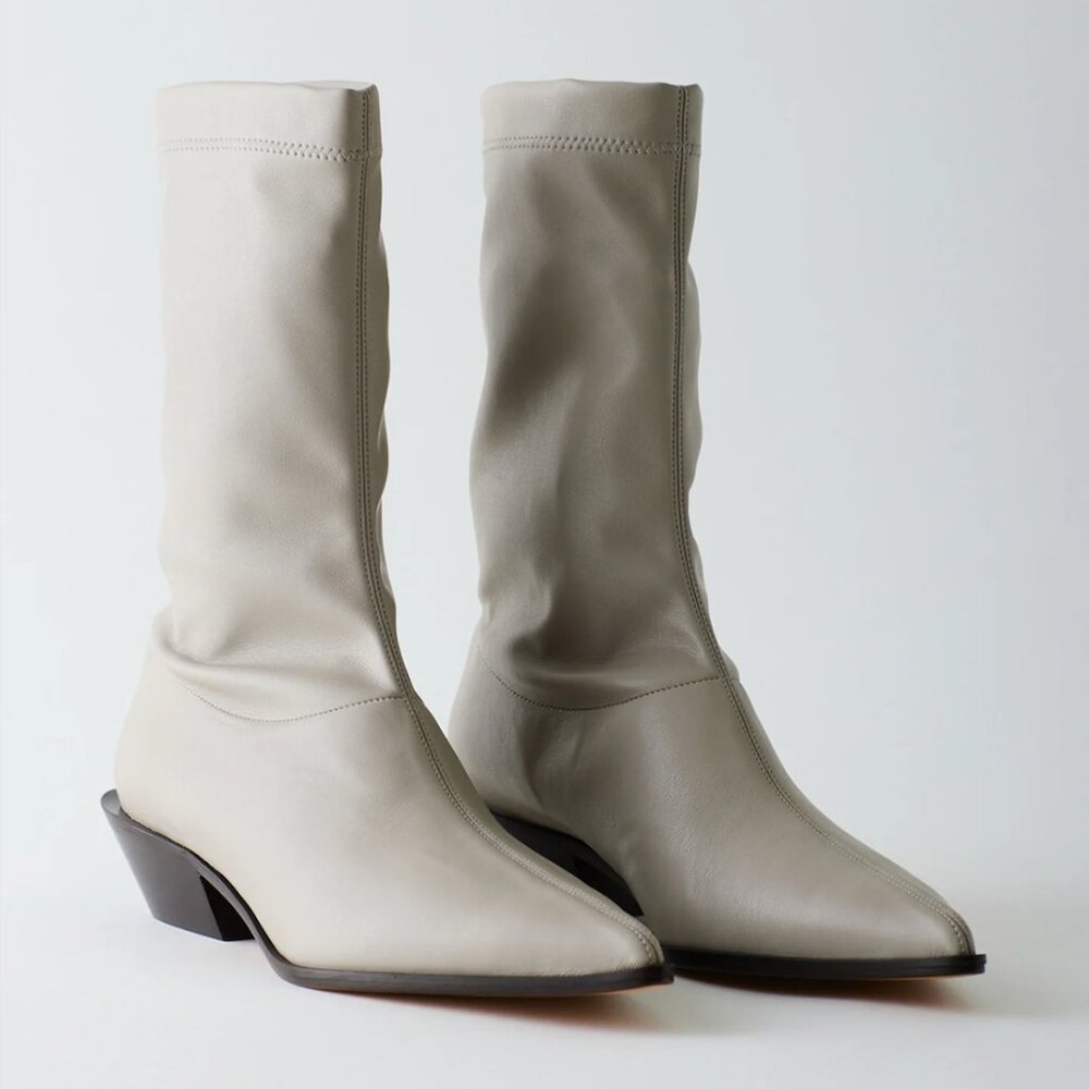 Tibi Leo Faux Nappa Stretch Low Boot in Grey